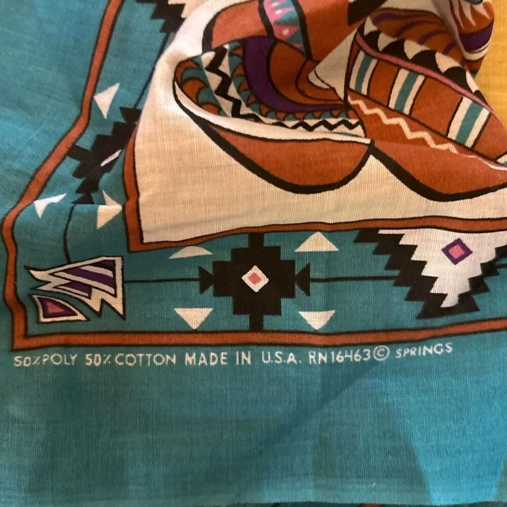 New 2 Vintage springs southwestern Navajo bandanna blue beige